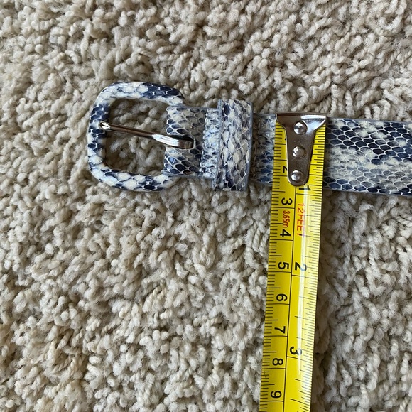 Talbots Calfskin Leather Belt Black Grey Snakeskin Look Medium - Picture 7 of 9